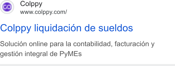 Colppy ad on Google Ads: Colppy liquidacion de sueldos Solucion online para la contabilidad, facturacion y gestion integral de Py MEs