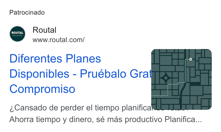 Routal ad on Google Ads: Patrocinado Diferentes Planes Disponibles - Pruébalo Gra Compromiso Cansado de perder el tiempo planifica Ahorra tiempo y dinero, sé mas productivo Planifica...