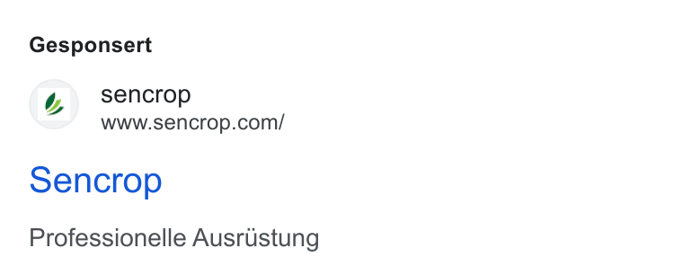 Sencrop ad on Google Ads: Gesponsert s Sencrop Professionelle Ausrustung