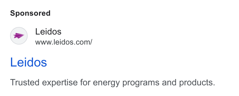 Leidos ad on Google Ads: Leidos Trusted expertise for energy programs and products.