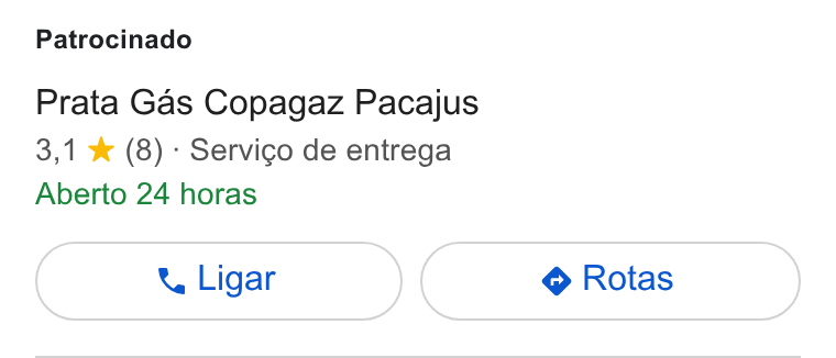 LearnTube.ai ad on Google Ads: Patrocinado Prata Gas Copagaz Pacajus 3,1 *% (8) - Servico de entrega Aberto 24 horas