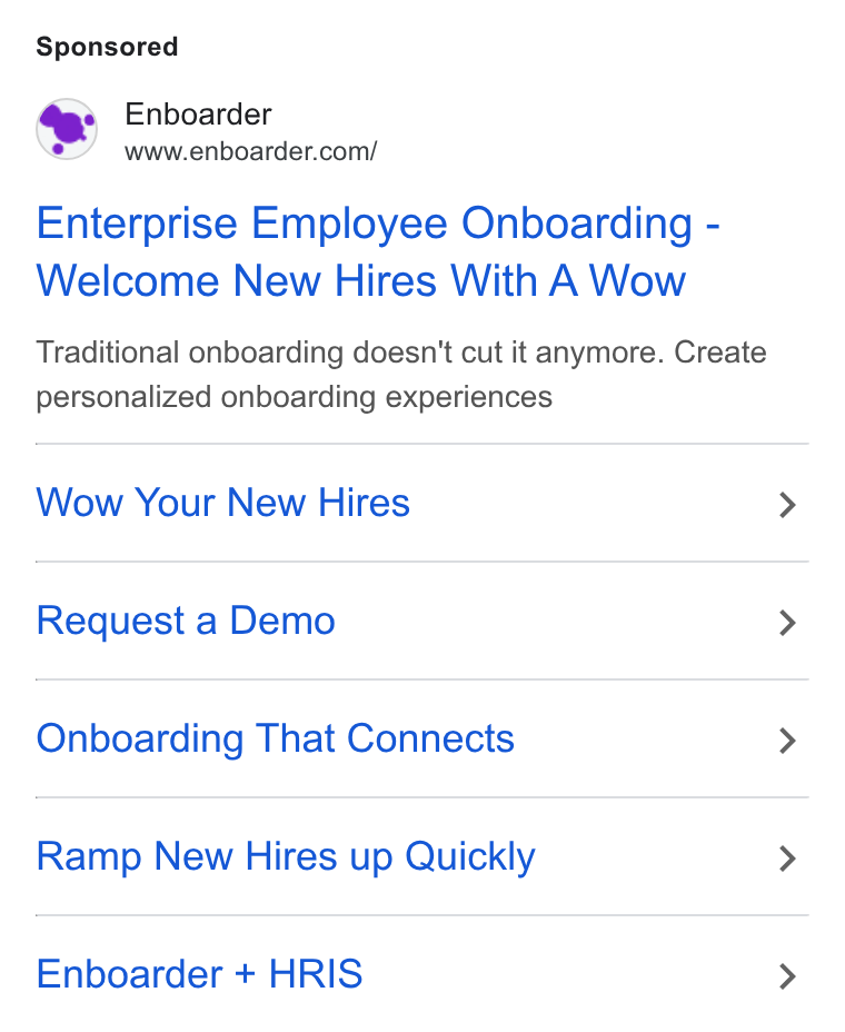 Enboarder ad on Google Ads: Enterprise Employee Onboarding - Welcome New Hires With A Wow Traditional onboarding doesn’t cut it anymore. Create personalized onboarding experiences Wow Your New Hires Request a Demo Onboarding That Connects Ramp New Hires up Quickly Enboarder + HRIS