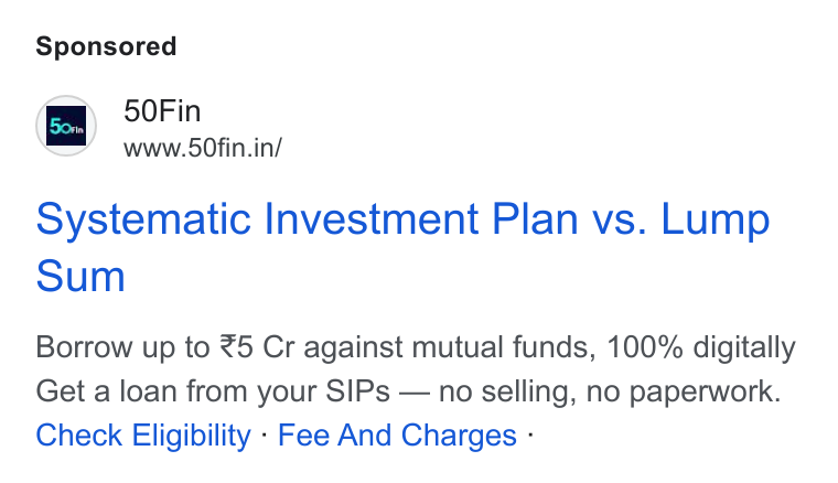 50Fin ad on Google Ads