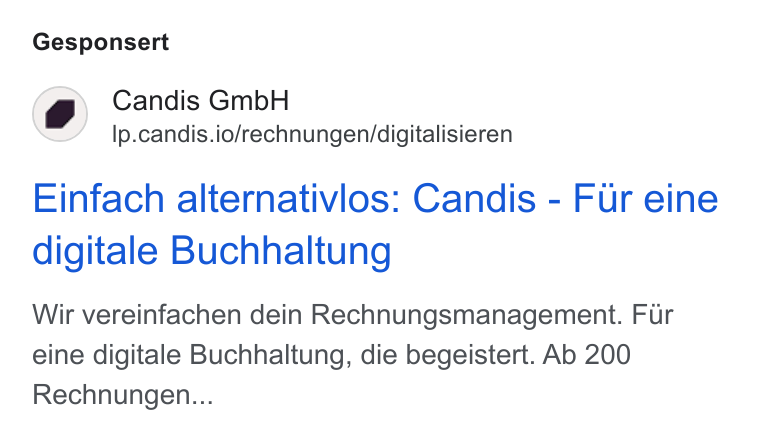 Candis ad on Google Ads: Gesponsert Candis Gmb H Ip.candis.io/rechnungen/digitalisieren Einfach alternativios: Candis - Fur eine digitale Buchhaltung Wir vereinfachen dein Rechnungsmanagement. Fur eine digitale Buchhaltung, die begeistert. Ab 200 Rechnungen...