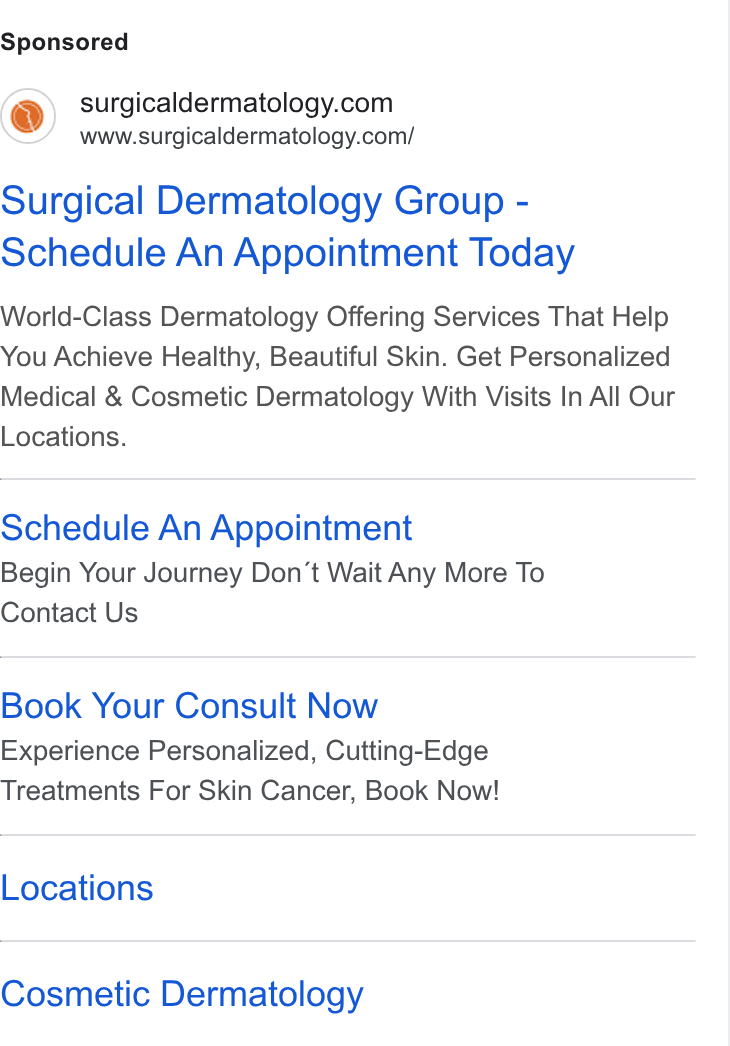 Surgical Dermatology Group - Birmingham ad creative