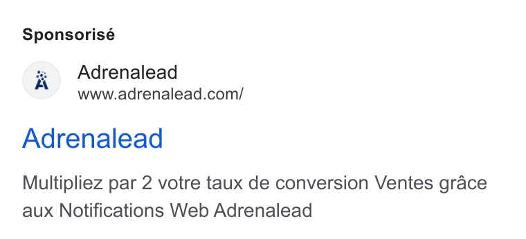 ADRENALEAD ad on Google Ads: Sponsorisé Adrenalead Adrenalead Multipliez par 2 votre taux de conversion Ventes grace aux Notifications Web Adrenalead