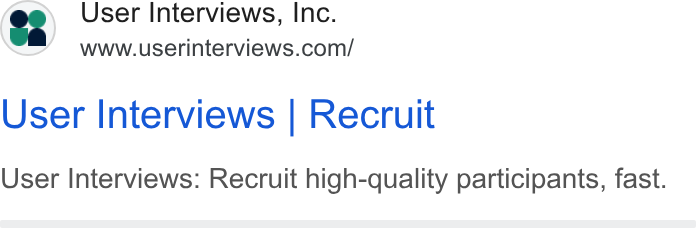 User Interviews ad on Google Ads: User Interviews | Recruit User Interviews: Recruit high-quality participants, fast.