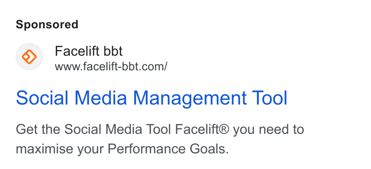 Facelift ad on Google Ads: Social Media Management Tool Get the Social Media Tool Facelift® you need to maximise your Performance Goals.
