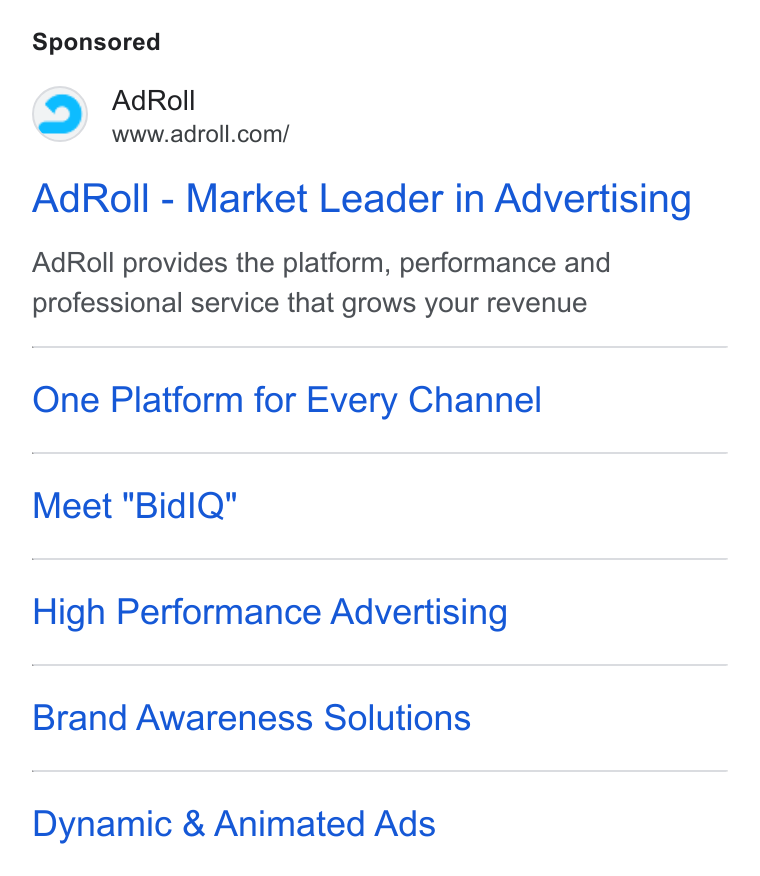 AdRoll ad on Google Ads: Ad Roll - Market Leader in Advertising Ad Roll provides the platform, performance and professional service that grows your revenue One Platform for Every Channel Meet "Bid I|Q" High Performance Advertising Brand Awareness Solutions Dynamic & Animated Ads