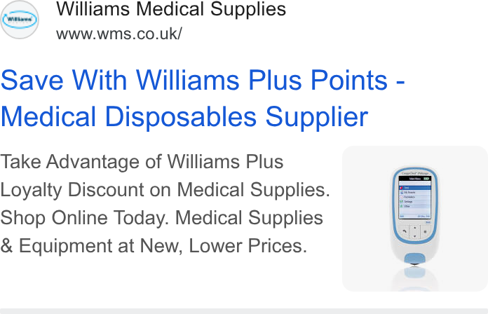 Williams Medical Supplies Ltd ad creative