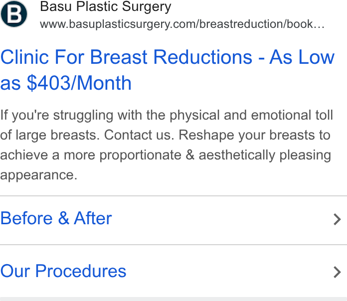 Basu Aesthetics + Plastic Surgery ad creative