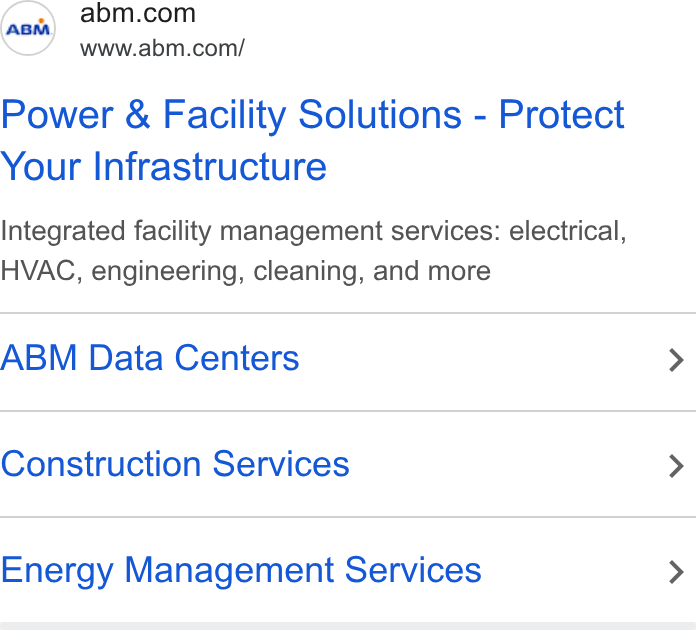 ABM Industries ad on Google Ads: www.abm.com/ Power & Facility Solutions - Protect Your Infrastructure Integrated facility management services: electrical, HVAC, engineering, cleaning, and more ABM Data Centers > Construction Services > Energy Management Services >