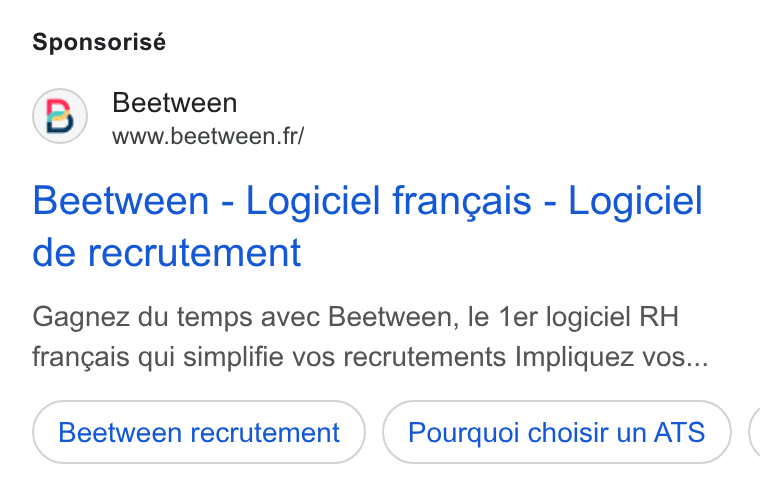 Beetween ad on Google Ads: Sponsorisé Beetween - Logiciel frangais - Logiciel de recrutement Gagnez du temps avec Beetween, le 1er logiciel RH francais qui simplifie vos recrutements Impliquez vos... Beetween recrutement Pourquoi choisir un ATS (