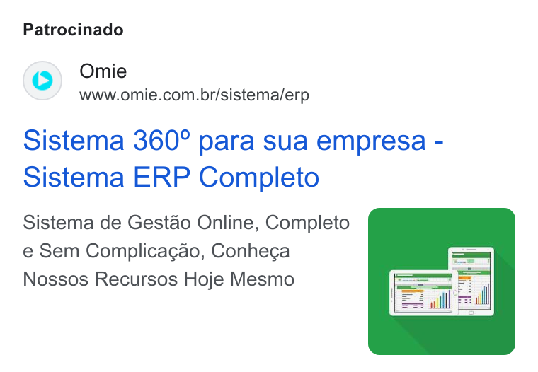 Omie ad on Google Ads: Patrocinado Sistema 360° para sua empresa - Sistema ERP Completo Sistema de Gestao Online, Completo e Sem Complicagao, Conhega Nossos Recursos Hoje Mesmo