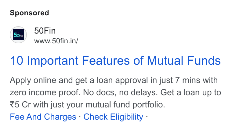 50Fin ad on Google Ads