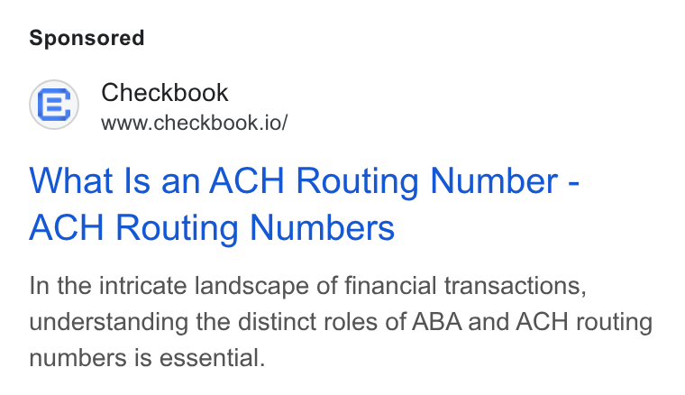 Checkbook ad on Google Ads: Checkbook www.checkbook.io/ What Is an ACH Routing Number - ACH Routing Numbers In the intricate landscape of financial transactions, understanding the distinct roles of ABA and ACH routing numbers is essential.