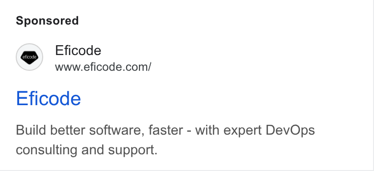 Eficode Google ad: Search text ad