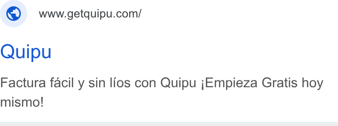 Quipu ad on Google Ads: Quipu Factura facil y sin lios con Quipu j Empieza Gratis hoy mismo!