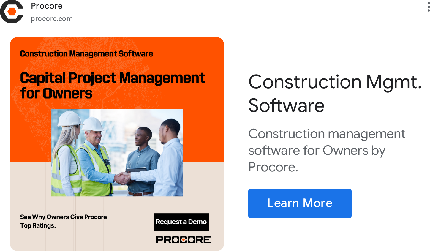 Procore Google ad: Display image ad