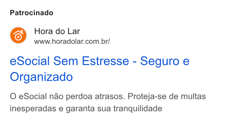 Hora do Lar ad on Google Ads: Patrocinado e Social Sem Estresse - Seguro e Organizado O e Social nao perdoa atrasos. Proteja-se de multas inesperadas e garanta sua tranquilidade
