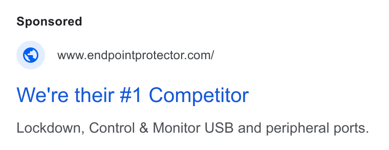 Netwrix ad on Google Ads: We're their #1 Competitor Lockdown, Control & Monitor USB and peripheral ports.