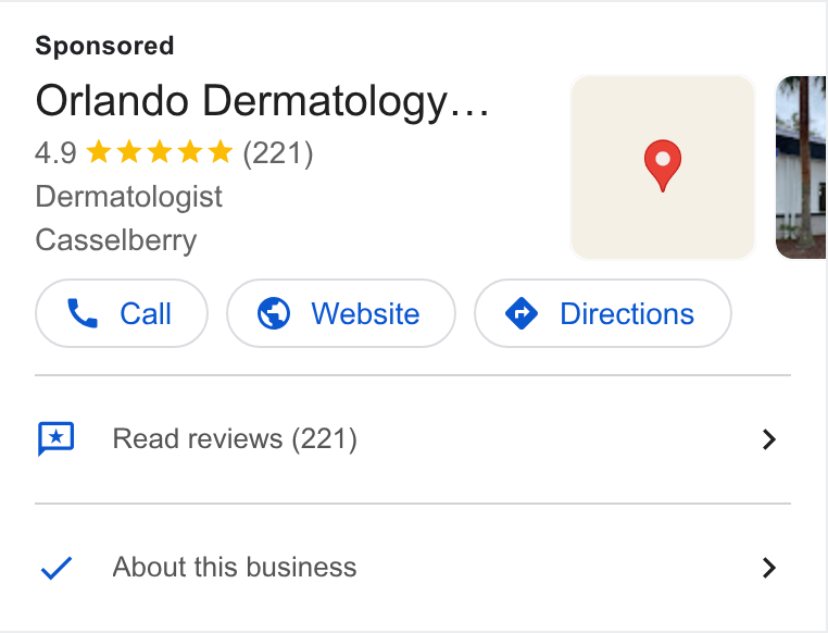 Orlando Dermatology Center ad creative