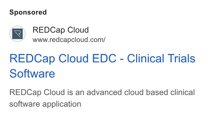 REDCap Cloud ad on Google Ads: REDCap Cloud EDC - Clinical Trials Software REDCap Cloud is an advanced cloud based clinical software application