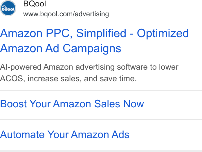 BQool ad on Google Ads: Amazon PPC, Simplified - Optimized Amazon Ad Campaigns Al-powered Amazon advertising software to lower ACOS, increase sales, and save time. Boost Your Amazon Sales Now Automate Your Amazon Ads