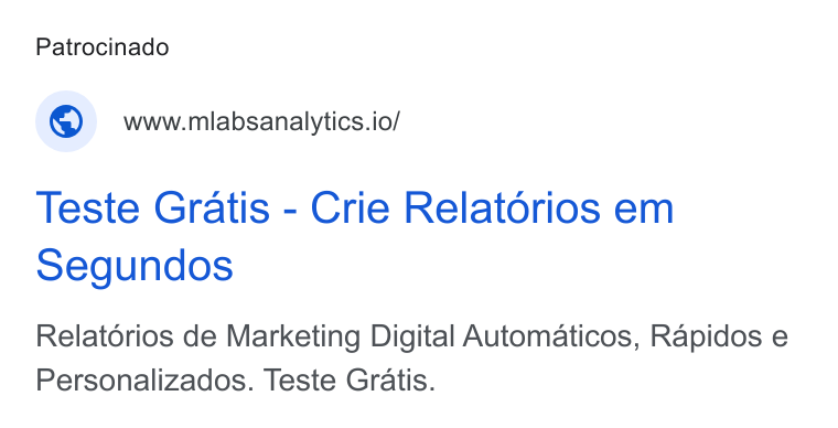 mLabs ad on Google Ads: Patrocinado www.miabsanalytics.io/ Teste Gratis - Crie Relatérios em segundos Relatorios de Marketing Digital Automaticos, Rapidos e Personalizados. Teste Gratis.