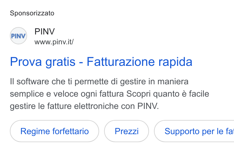 PINV ad on Google Ads: Sponsorizzato Prova gratis - Fatturazione rapida Il software che ti permette di gestire in maniera semplice e veloce ogni fattura Scopri quanto é facile gestire le fatture elettroniche con PINV. Regime forfettario ( Supporto per le fa