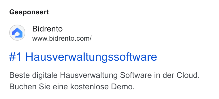 Bidrento ad on Google Ads: Gesponsert #1 Hausverwaltungssoftware Beste digitale Hausverwaltung Software in der Cloud. Buchen Sie eine kostenlose Demo.
