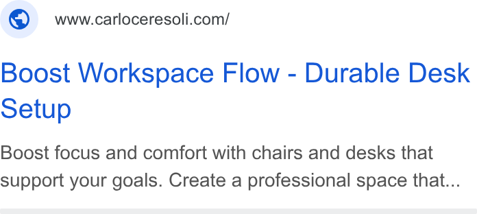 Pleo ad on Google Ads: Boost Workspace Flow - Durable Desk setup Boost focus and comfort with chairs and desks that support your goals. Create a professional space that...