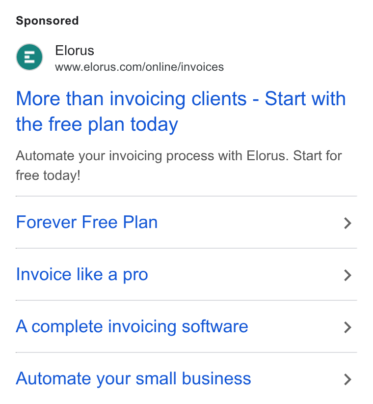 Elorus ad on Google Ads: More than invoicing clients - Start with the free plan today Automate your invoicing process with Elorus. Start for free today! Forever Free Plan > Invoice like a pro > A complete invoicing software > Automate your small business >