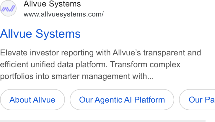Allvue Systems ad on Google Ads: Allvue Systems Elevate investor reporting with Allvue’s transparent and efficient unified data platform. Transform complex portfolios into smarter management with... About Allvue Our Agentic Al Platform )( Our Pa