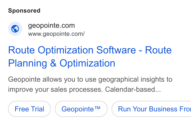 Geopointe ad on Google Ads: www.geopointe.com/ Route Optimization Software - Route Planning & Optimization Geopointe allows you to use geographical insights to improve your sales processes. Calendar-based... Run Your Business Fro!