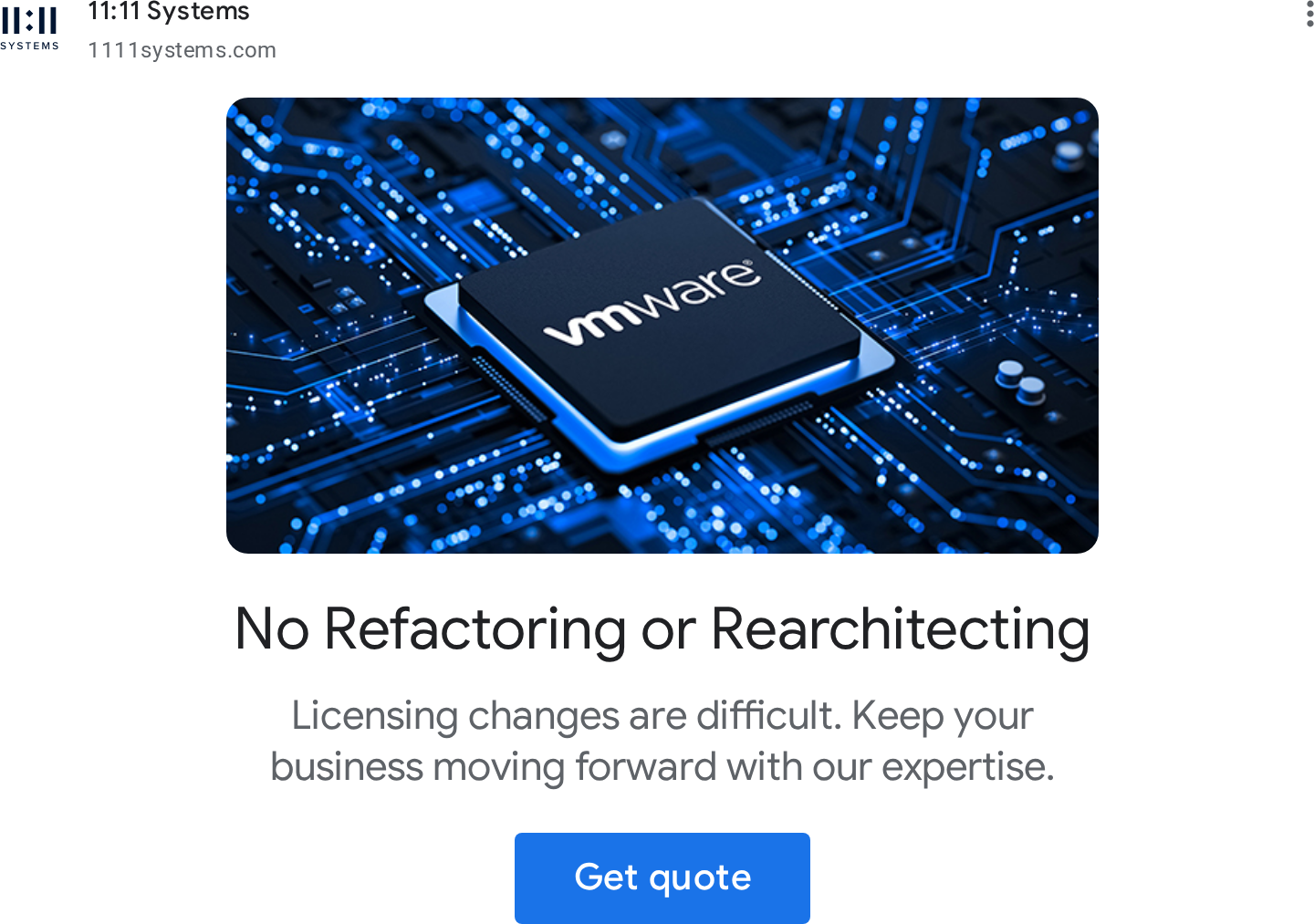 11:11 Systems ad on Google Ads