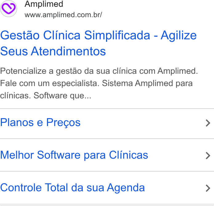 Amplimed ad on Google Ads: Gestao Clinica Simplificada - Agilize Seus Atendimentos Potencialize a gestao da sua clinica com Amplimed. Fale com um especialista. Sistema Amplimed para clinicas. Software que... Planos e Precgos Melhor Software para Clinicas Controle Total da sua Agenda