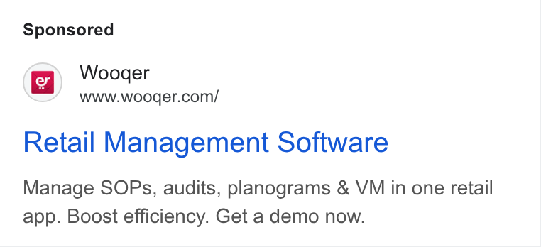 Wooqer ad on Google Ads: Retail Management Software Manage SOPs, audits, planograms & VM in one retail app. Boost efficiency. Get a demo now.