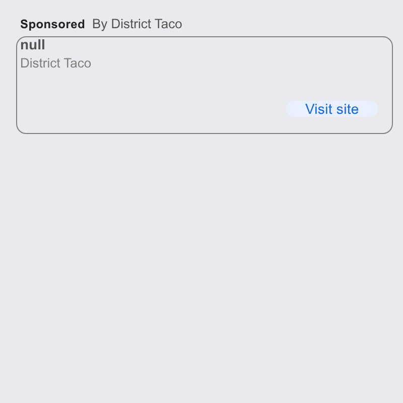 Thanx ad on Google Ads: Sponsored By District Taco null District Taco Visit site