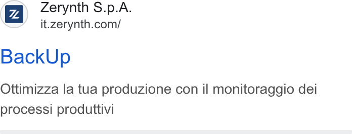 Zerynth ad on Google Ads: Back Up Ottimizza la tua produzione con il monitoraggio dei processi produttivi