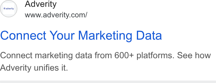 Adverity ad on Google Ads: Connect Your Marketing Data Connect marketing data from 600+ platforms. See how Adverity unifies it.