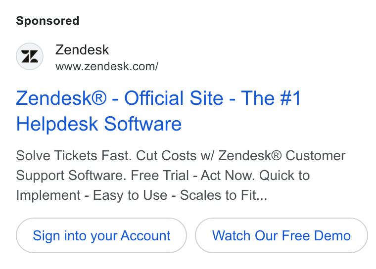 Zendesk WFM ad on Google Ads: Zendesk® - Official Site - The #1 Helpdesk Software Solve Tickets Fast. Cut Costs w/ Zendesk® Customer Support Software. Free Trial - Act Now. Quick to Implement - Easy to Use - Scales to Fit... Sign into your Account Watch Our Free Demo