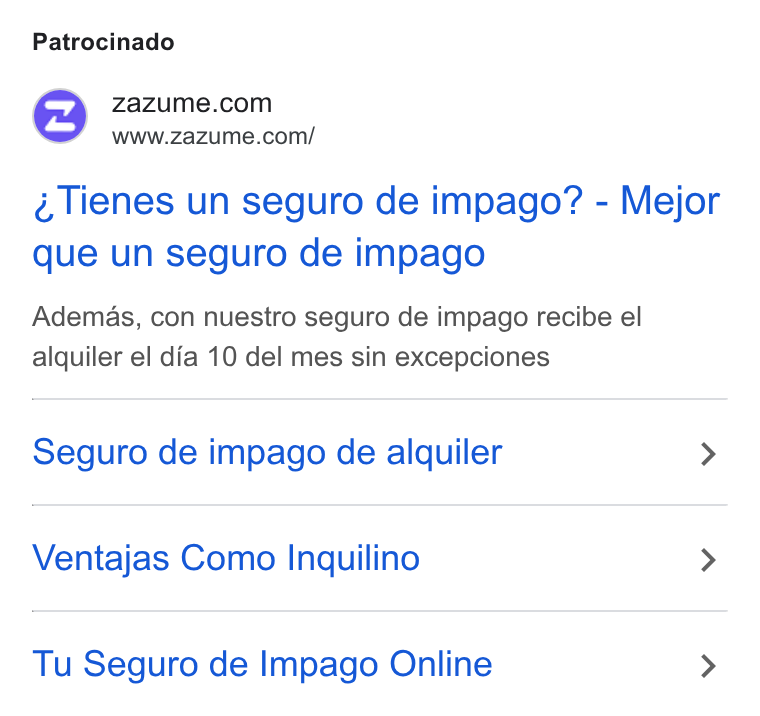 Zazume ad on Google Ads: www.zazume.com/ ¢ lienes un seguro de impago? - Mejor que un seguro de impago Ademas, con nuestro seguro de impago recibe el alquiler el dia 10 del mes sin excepciones Seguro de impago de alquiler > Ventajas Como Inquilino > Tu Seguro de Impago Online >