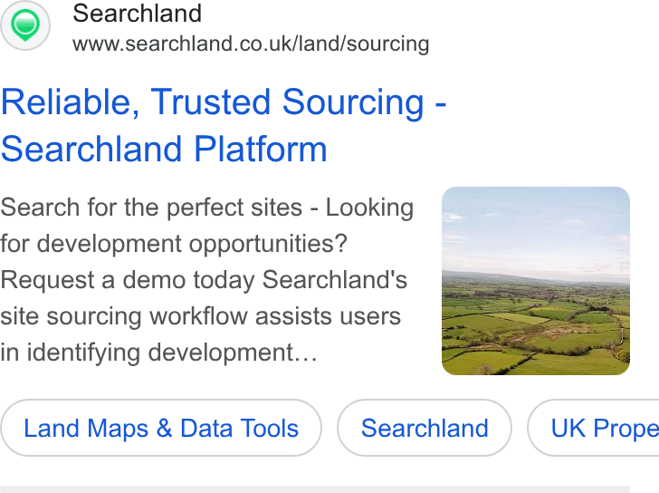 Searchland ad on Google Ads: Reliable, Trusted Sourcing - searchland Platform Search for the perfect sites - Looking MR - for development opportunities? = Request a demo today Searchland's ; site sourcing workflow assists users in identifying development... Land ( Land Maps & Data Tools ) & Data Tools ( Searchiand ) ( Searchiand ) | UK Prope