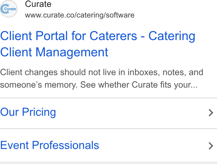 Curate ad on Google Ads: Client Portal for Caterers - Catering Client Management Client changes should not live in inboxes, notes, and someone’s memory. See whether Curate fits your... Our Pricing Event Professionals