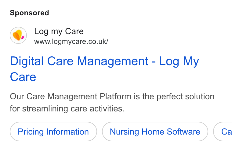 Log my Care ad on Google Ads: Digital Care Management - Log My Care Our Care Management Platform is the perfect solution for streamlining care activities. Pricing Information Nursing Home Software } ( Ca