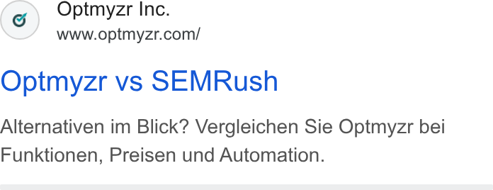 Optmyzr ad on Google Ads: Optmyzr vs SEMRush Alternativen im Blick? Vergleichen Sie Optmyzr bei Funktionen, Preisen und Automation.