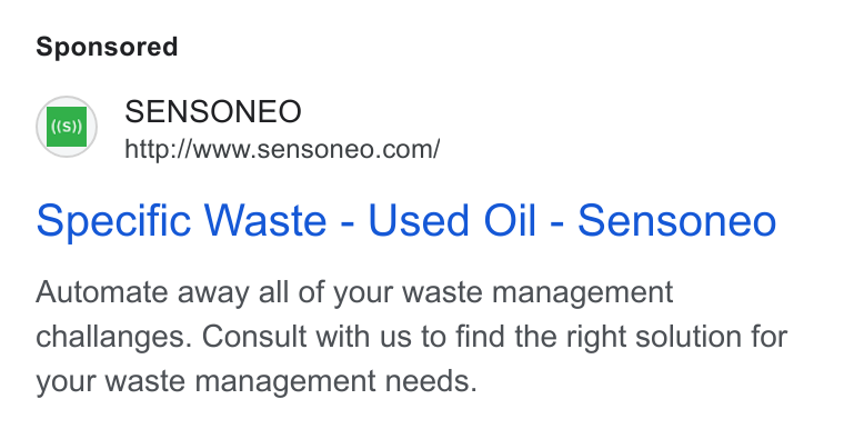 Sensoneo ad on Google Ads: Specific Waste - Used Oil - Sensoneo Automate away all of your waste management challanges. Consult with us to find the right solution for your waste management needs.