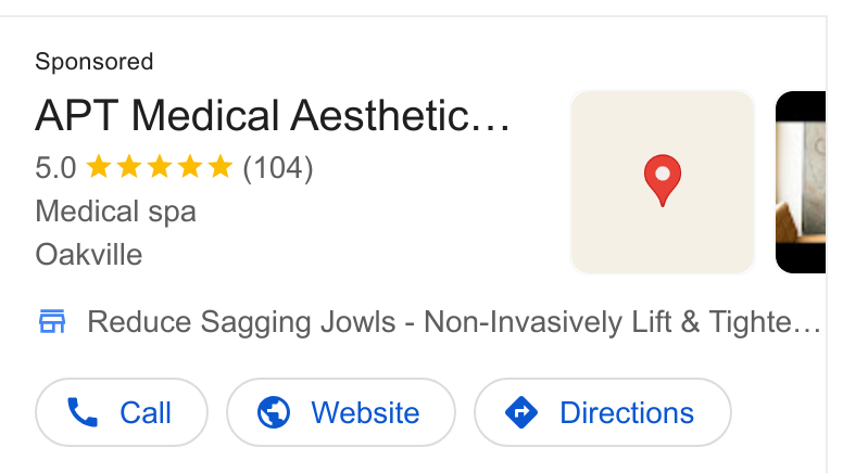 Clinic Software CRM ad on Google Ads: APT Medical Aesthetic... | Medical spa Oakville i L f F Reduce Sagging Jowls - Non-Invasively Lift & Tighte...