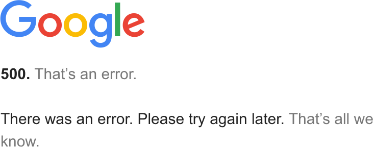 Apple ad on Google Ads: Google 500. That's an error. There was an error. Please try again later. That's all we know.